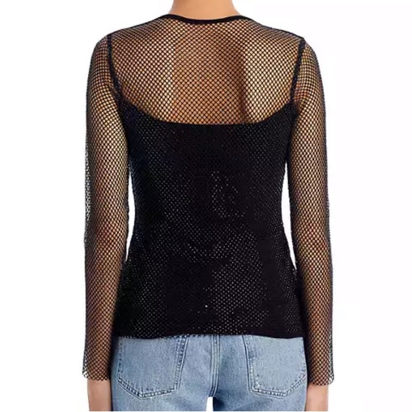 NWT Aqua Crystal Mesh Long Sleeve Top - Picture 3 of 10